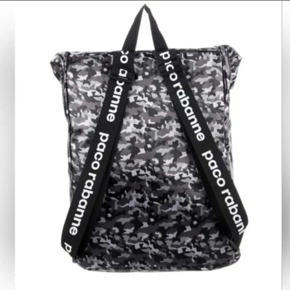 NWOT Paco Rabanne Gray & Black Nylon Camo Backpack, Never Used!